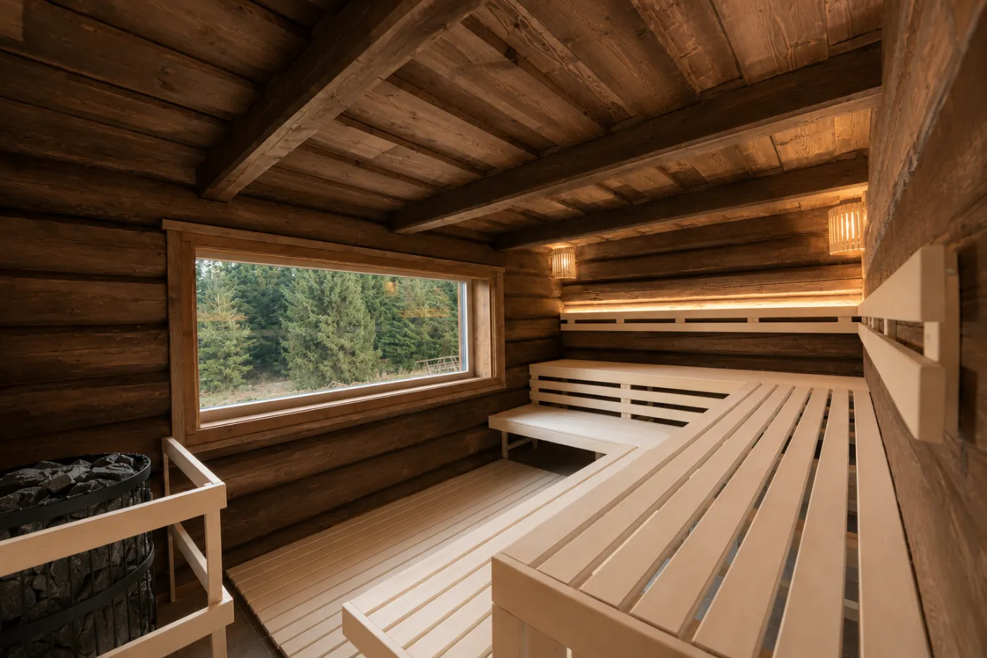Horská sauna na Smědavě s výhledem do Jizerských hor