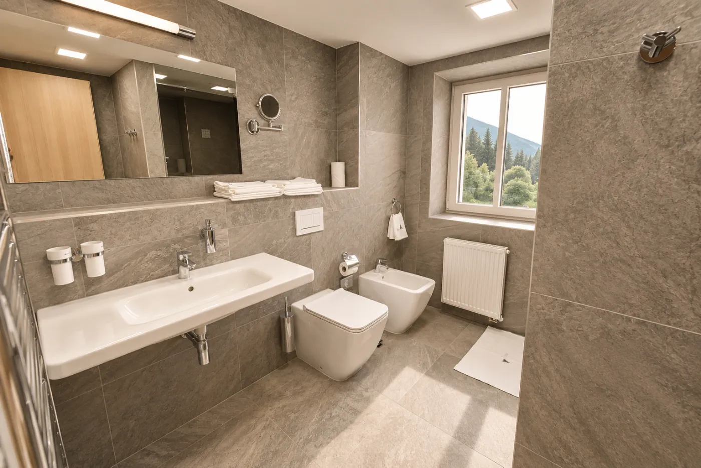 Moderní koupelna apartmánu Plus na Horské chatě Smědava.